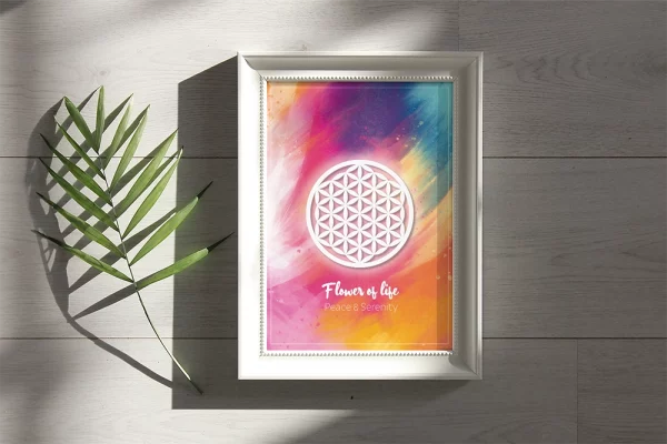 affiche A4 flower of life color - peace & Serenity - cadre