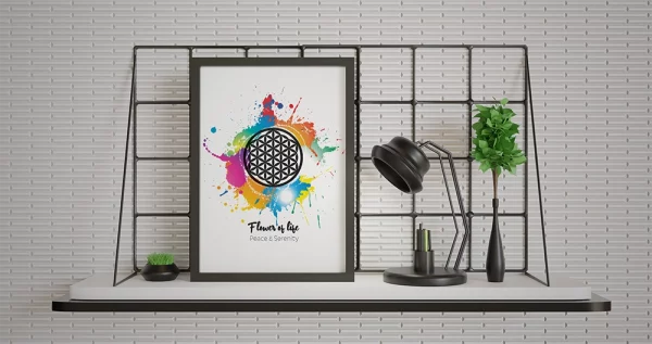affiche A4 flower of life peinture - peace & Serenity - cadre